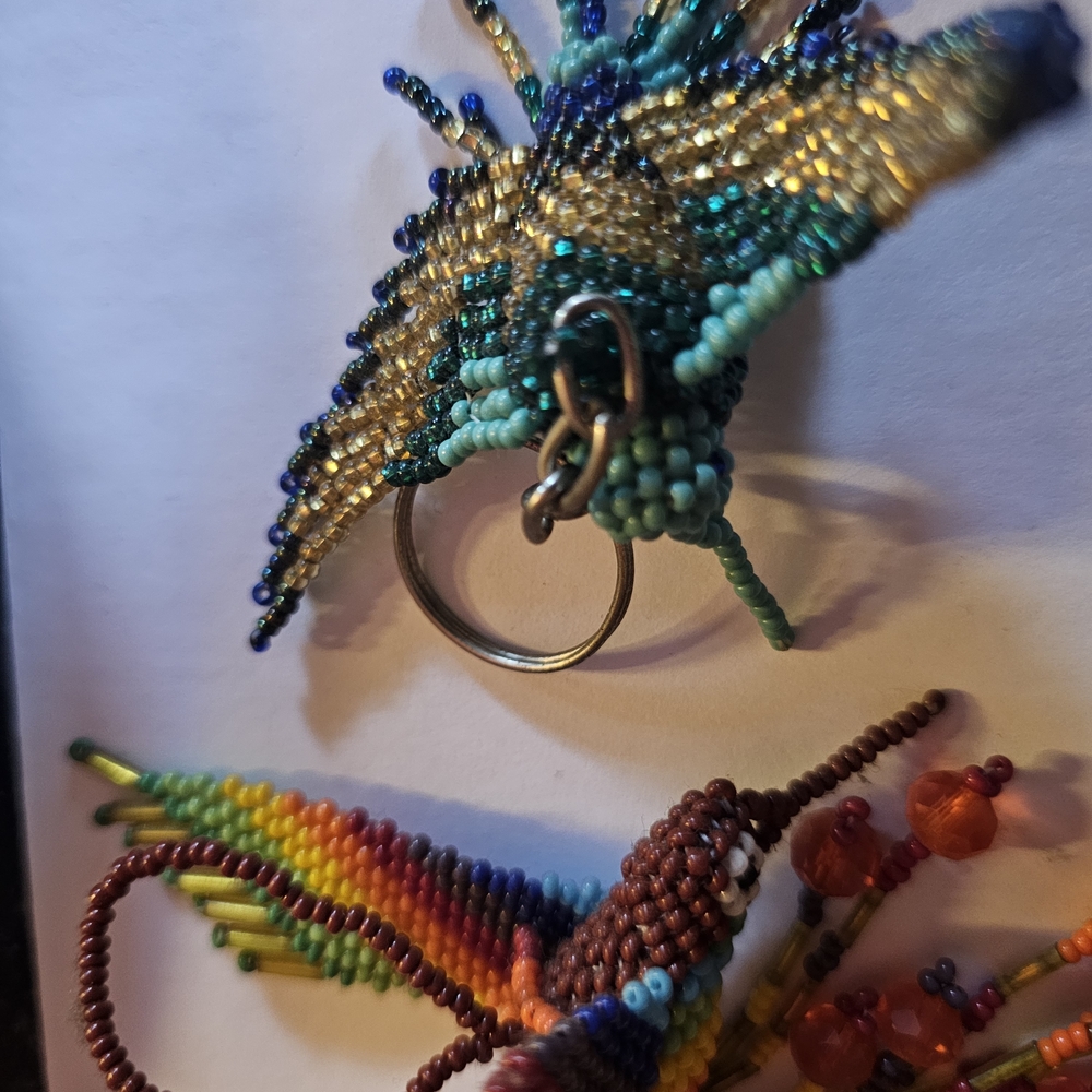 Colorful Beaded Bird Keychain - Picture 8 of 12